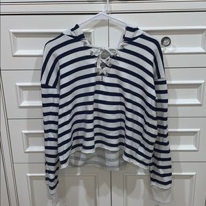 aerie lace up crop hoodie